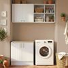 Lavanderia Modulada 3 Peças 1 Aéreo 1 Balcão sem Tampo 1 Nicho 80cm Marselha CabeCasa MadeiraOriginals Madeiraorigina Branco Branco