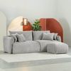 Conjunto Sofá 220cm e Puff Comfy CabeCasa MadeiraOriginals Cinza Mescla Cinza Mescla