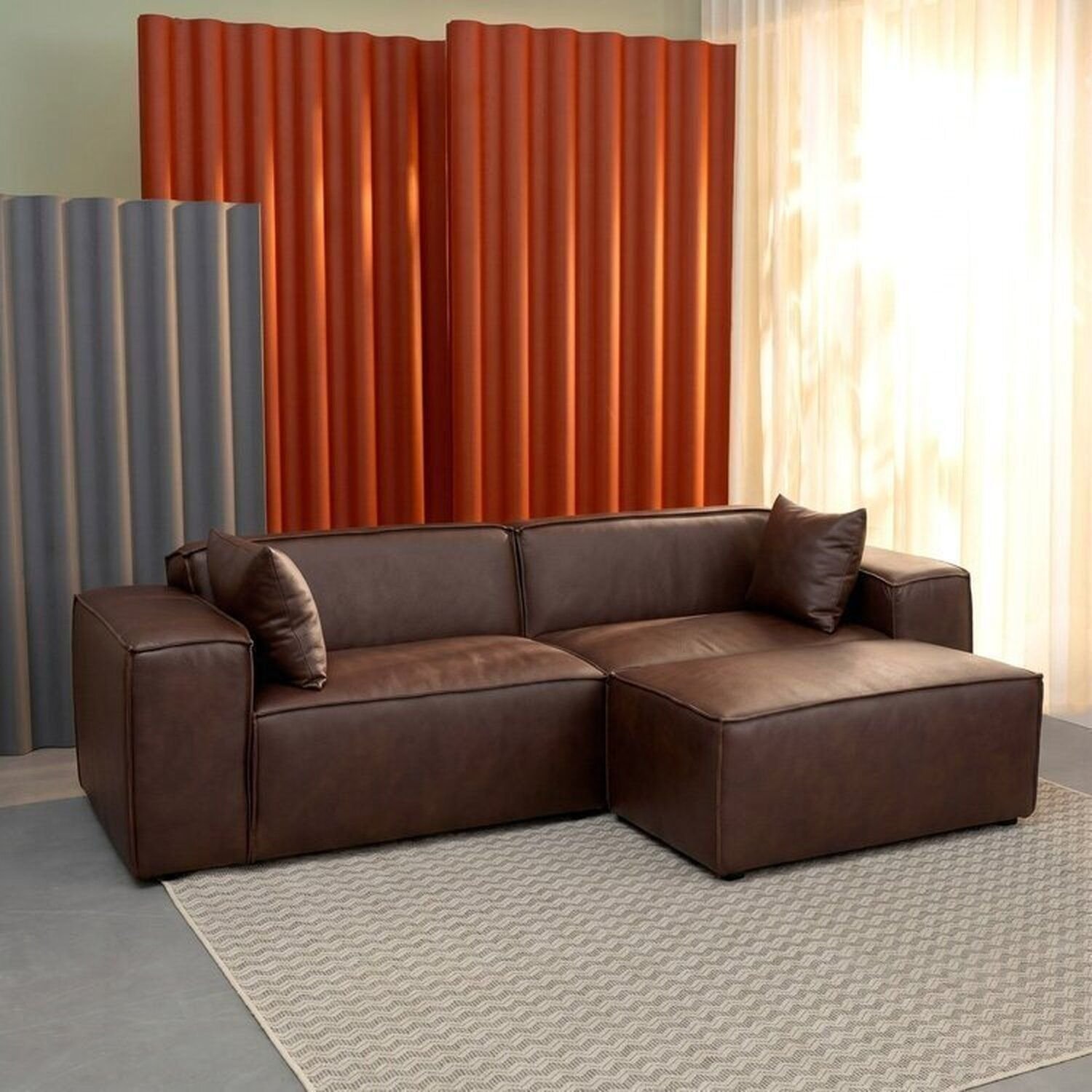 Conjunto Sofá 260cm e Puff 100cm Baobá CabeCasa MadeiraOriginals
