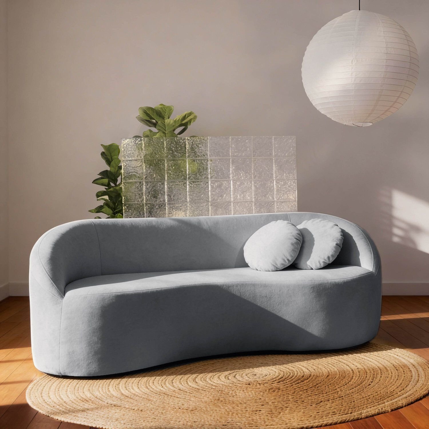 Sofá 2 Lugares Orgânico 160cm Fava CabeCasa MadeiraOriginals Azul Azul