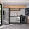Cozinha Modulada 5 Peças 4 Aéreos 1 Balcão Nara CabeCasa MadeiraOriginals Marrom/Avena/Cinza Claro Avena/Cinza Claro