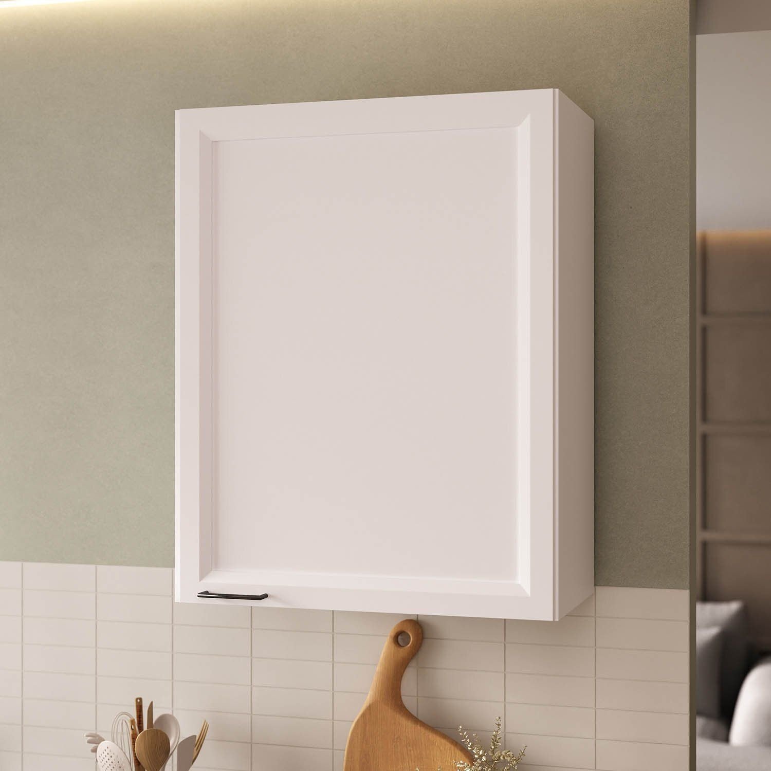 Armário Aéreo 1 Porta 60cm Soho CabeCasa MadeiraOriginals Branco Branco