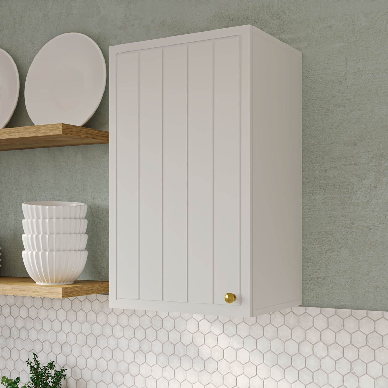 Armário Aéreo 1 Porta 40cm Marselha CabeCasa MadeiraOriginals Branco Branco