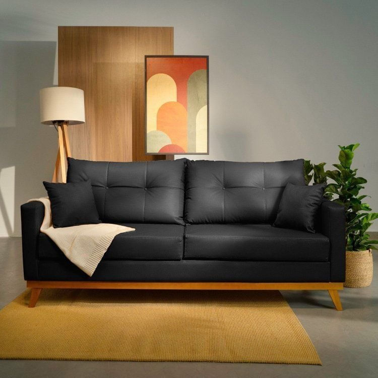 Sofá 2 Lugares 180cm Soul CabeCasa MadeiraOriginals Preto Preto