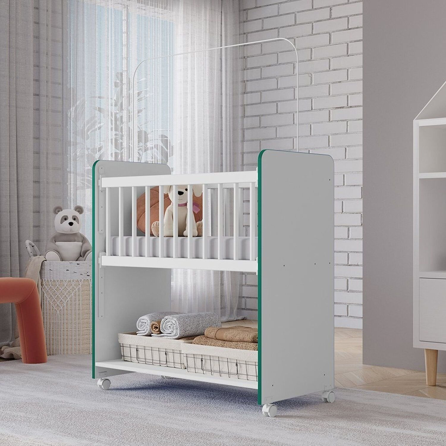 Mini Berço Infantil Multifuncional Nicho Organizador Aconchego Branco Branco