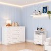 Conjunto Quarto Juvenil Americano 1 Cômoda e 1 Mesa de Cabeceira Branco Branco HP