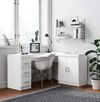 Mesa para Escritório em L 151,5x116,5cm 2 Portas 3 Gavetas Espanha Branca