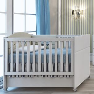 Berço Mini Cama Soft Branco Laca Fosco com Gavetão e Sistema Antirrefluxo