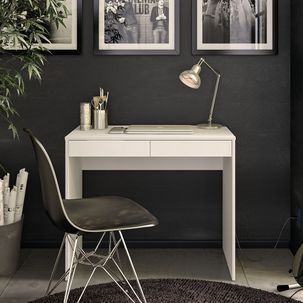 Escrivaninha 90cm 2 Gavetas Tijuca Branca