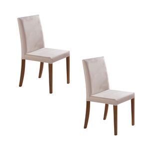 Kit 2 Cadeiras Fit em Madeira Eucalipto - Bege/Castanho