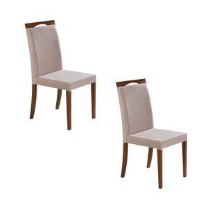 Kit 2 Cadeiras Fit em Madeira Eucalipto Detalhado - Bege/Castanho