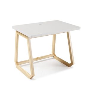 Escrivaninha com Tampo Deslizante Hush - Natural/ Laca Branco