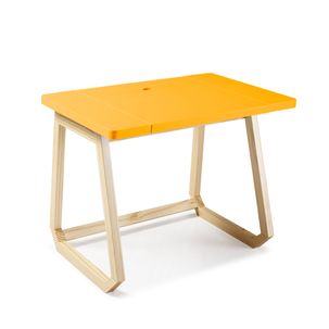 Escrivaninha com Tampo Deslizante Hush - Natural/ Laca Amarelo