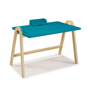 Escrivaninha com Porta Objetos Ringo - Natural/ Laca Azul