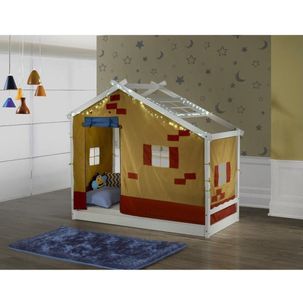 Cama Infantil Montessoriano com Telhado Tijolinho Casatema Branco