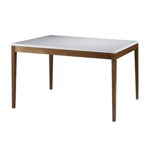 Mesa de Jantar Joy 1,60m - Pés em Madeira Eucalipto - Branco/Castanho