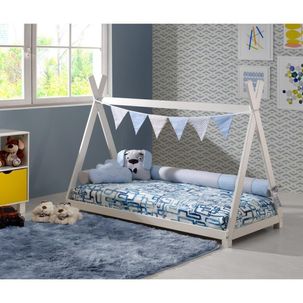 Mini Cama Montessoriano Soninho em Madeira Meninos Casatema Branco