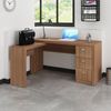 Mesa para Escritório em L com 3 Gaveta Me4101 Amendoa