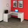 Mesa para Escritório em L com 3 Gavetas Me4106 Branco