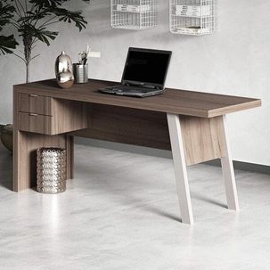 Mesa para Escritório 163cm 2 Gavetas Me4122 Carvalho/Fendi