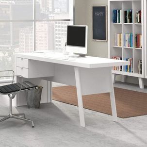 Mesa para Escritório 163cm 2 Gavetas Me4122 Branca