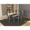 Conjunto Conjunto de Sala de Jantar Mesa Tampo Vidro Retangular Loire 6 Cadeiras Lisboa Cromado/Preto