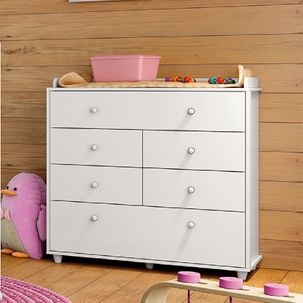 Cômoda Infantil 6 Gavetas Pão de Mel - Branco