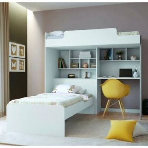 Módulo Office New com 2 Camas e Escrivaninha Santos Andirá Branco