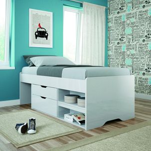 Cama Solteiro 2 Gavetas Conect Santos Andirá Branco