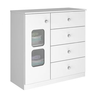 Cômoda Infantil Xodó 4 Gavetas com Porta Móveis Estrela Branco