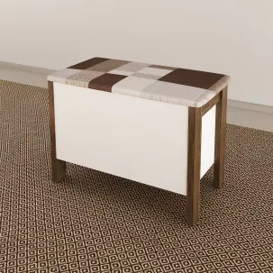 Puff Baú Az1013 Branco/Preto Onix