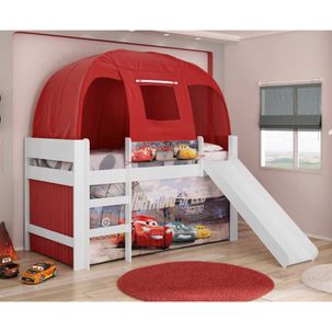 Cama Infantil com Escorrega e Barraca Carros Disney - Pura Magia