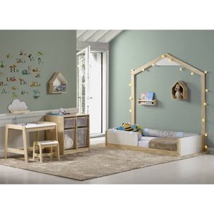 Mini Cama Montessoriana Cerquinha com Moldura de Parede Casatema