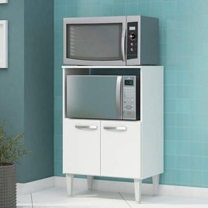 Balcão de Cozinha para Forno e Micro-Ondas 2 Portas Branco