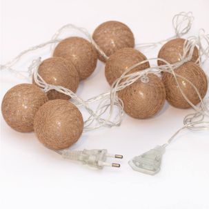 Cordão Fio de Luz em LED com 10 Bolinhas Texturizadas - Marrom