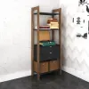 Estante para Livros 2 Gavetas AZ Tecno Mobili Preto/Nogal