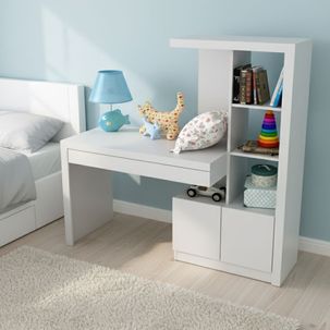 Escrivaninha com Estante 2 Portas 1 Gaveta Me4143 Branca