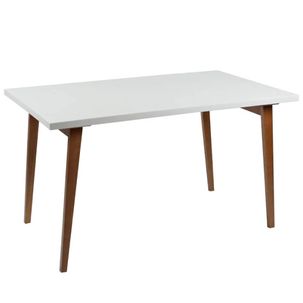 Mesa de Jantar Lyon em MDF/Madeira Eucalipto - Branco/Castanho