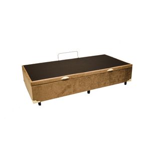 Box Baú Solteiro 88x188x43 Suede Amassado - Bege