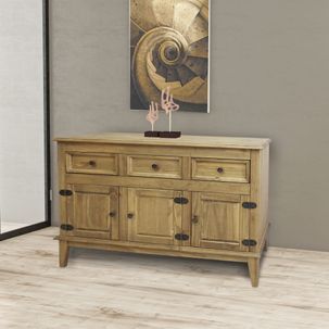 Arca Rústica com 3 Portas e 3 Gavetas Cera Mel - Casatema