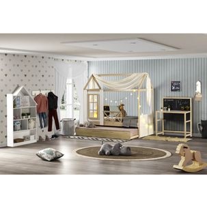 Quarto Infantil Bicama Casinha Garden, Estante e Escrivaninha Casatema