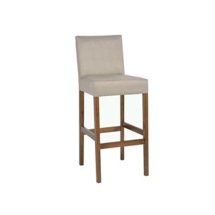 Banqueta Fit com Pés Madeira - Castanho/Cinza