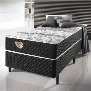 Conjunto Cama Box Solteiro Soft Comfort Molas Verticoil 88x188cm Ecoflex Preto