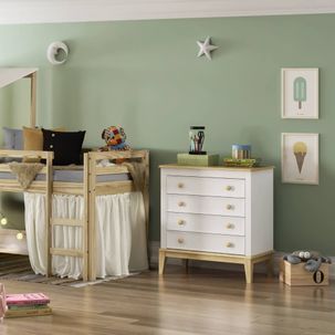Cômoda Infantil Helô com 4 Gavetas - Branco/Natural