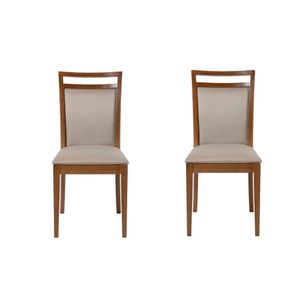 Kit 2 Cadeiras Geo Estofada D23 - Castanho/Cinza