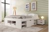 Cama Casal Multifuncional Madeira Maciça 6 Gavetas Charme Branco Lavado