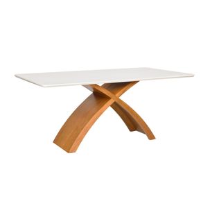 Mesa Lais 1,80m com Pés Madeira - Castanho/Off White