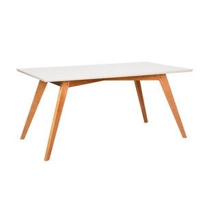 Mesa Mel 1,35m com Pés Madeira - Castanho/Off White