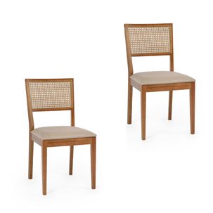 Kit 2 Cadeiras Lais Estofada D23 - Castanho/Cinza