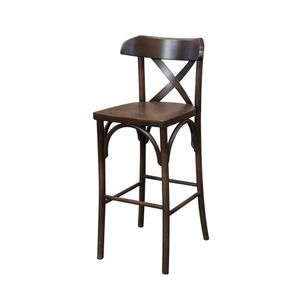 Banqueta Alta em Madeira Tauari - Castanho Envelhecido